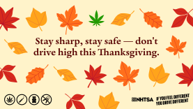 Stay sharp, stay safe, dont drive high graphic