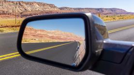 Sideview mirror with summer landscape